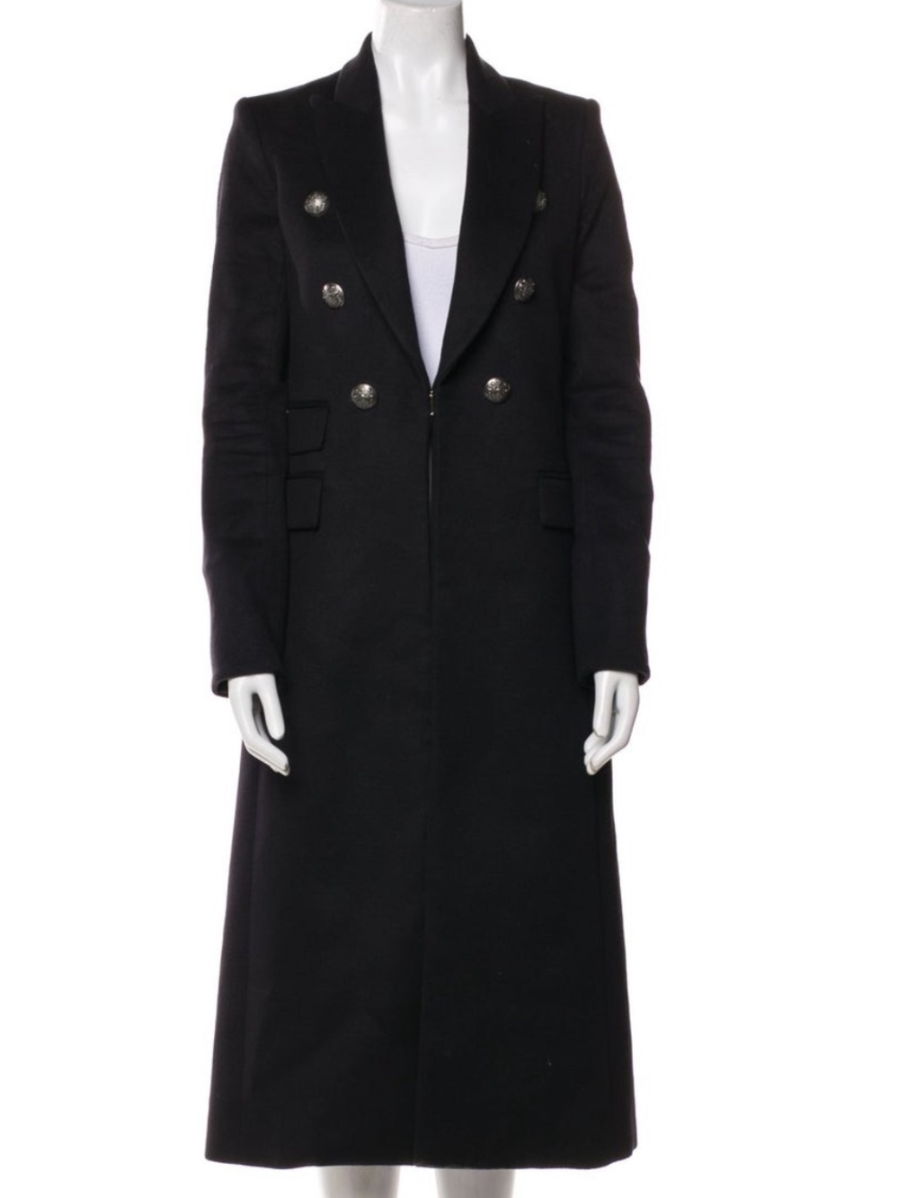 $1598 Veronica Beard Beacon black long dickey jacket coat wool cashmere sz 6